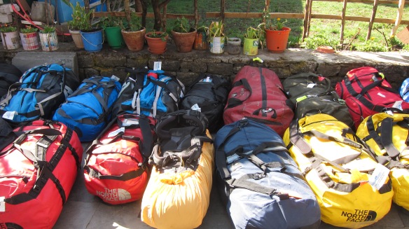 My duffle (the small black on in the back row), with everyone else's (much larger ones!)